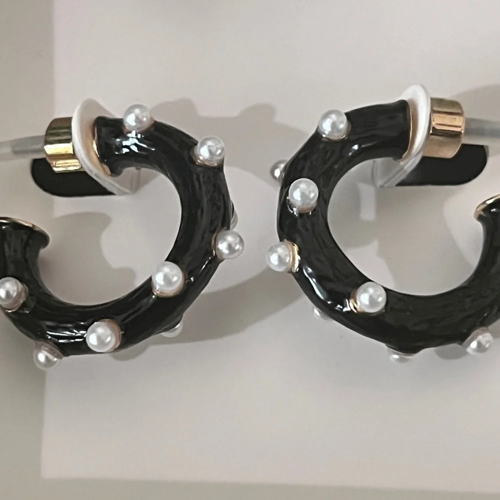 Kate Spade Black Hoop Earrings